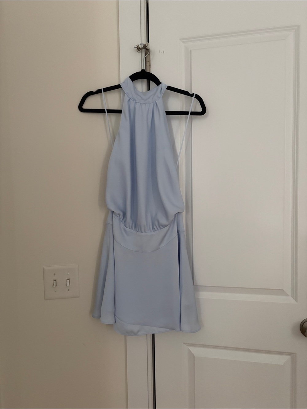 NWT aritzia light blue halter mini dress